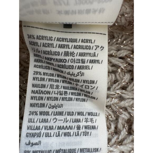 Abercrombie & Fitch Open Knit Gold Metallic Sweater Beige Women's Size S - Picture 7 of 10